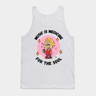 Music is Medicine for the soul black text Fritts Cartoons Tank Top